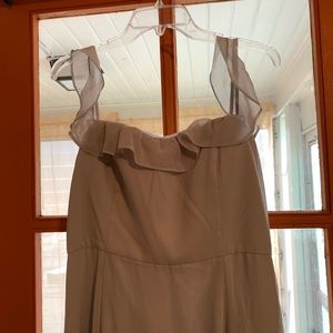 Anthropology BHLDN soft grey elegant  Chiffon dress NWT S 16